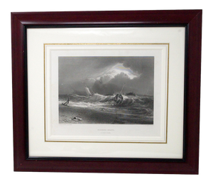 Early 19th Century "Fishing Boats" Black & White Etching by j.m. Turner, Framed