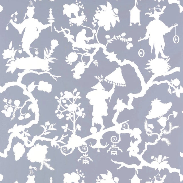 Schumacher Shantung Silhouette Print Wallpaper in Wisteria For Sale
