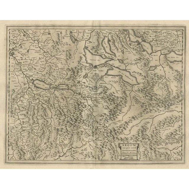 Antique map of 'Argow with part merid. Zurichgow Detailed map of Switzerland showing Aargau with the southern part of...