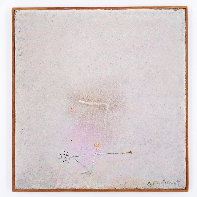 Abstract - minimalist artwork Two minimalist artworks – textured assemblages on panels, signed “BRUNET”. The works feature...