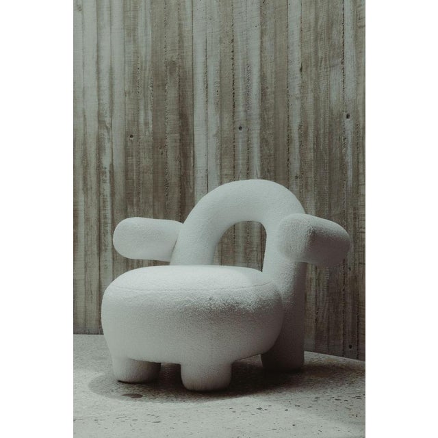 Folk Armchair by David Del Valle Dimensions: D 91 x W 86 x H 79 cm. Materials: French bouclet fabric.