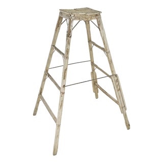 Antique Wooden Stepladder with Iron Reinforcements For Sale