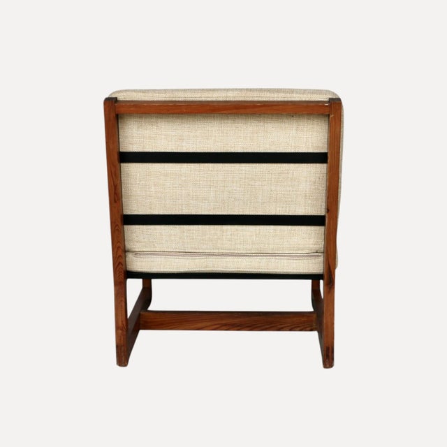 Lounge Chairs with Wooden Frames, Fabric Strap Seats, Metal Slat Backrests and Beige Upholstery France, 1950s, Set of 2 For Sale - Image 14 of 15