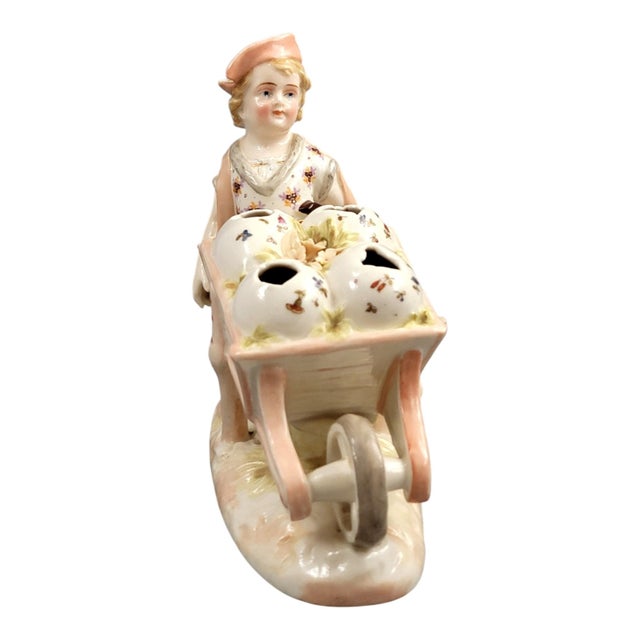 Beige Porcelain Boy with Wheelbarrow Posy Holder by Krister Waldenburg for KPM, Germany, 1910 For Sale - Image 8 of 13