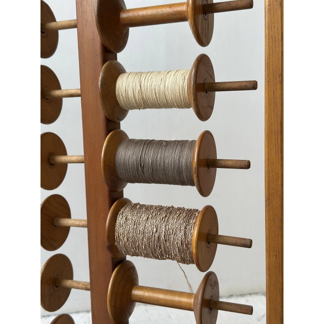 Vintage Oak Frame Cord/Yarn Bobbin Storage Rack, Circa 1940s-50s For Sale - Image 9 of 17