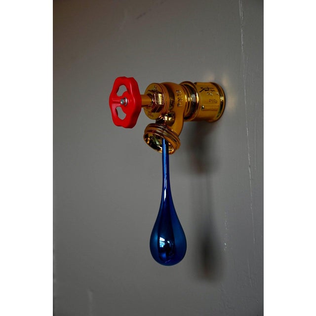 Modern Santicri, Running Out Wall Sculpture, 2000s, Chrome-Plated Resin and Gold Faucet For Sale - Image 3 of 10