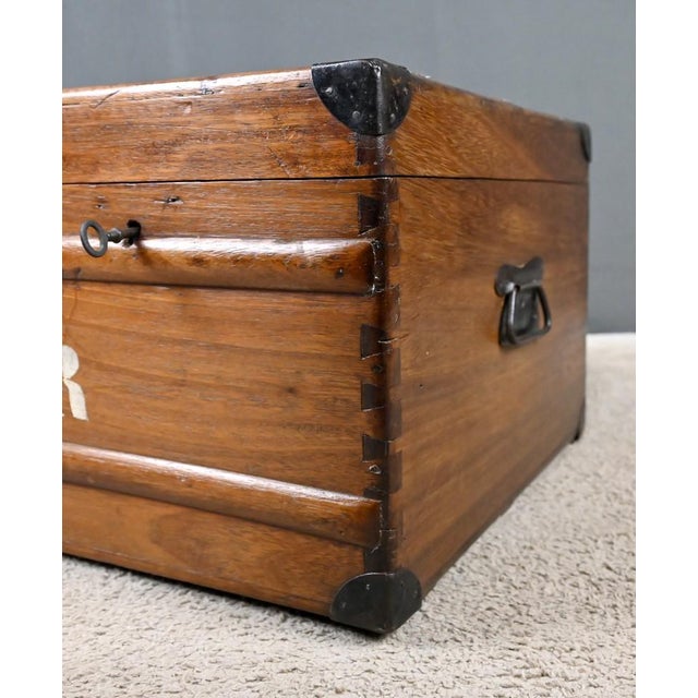 20th Century Mahogany Travel Trunk For Sale - Image 13 of 18