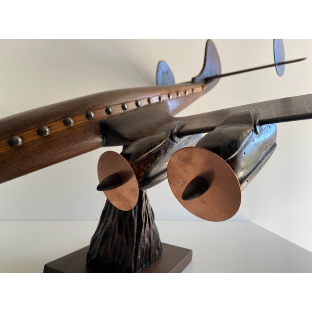 Lockheed Constellation Airplane Sculpture Model in Carved Wood, 1940 For Sale - Image 10 of 18