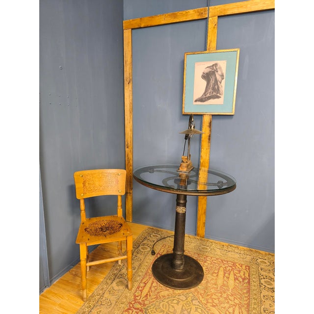 Glass Top Table with Cast Iron Industrial Iron Machine Legs, 2010s, Set of 3 For Sale - Image 15 of 18