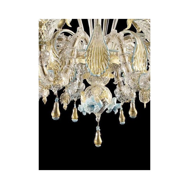 Contemporary Venetian Transparent-Gold Murano Glass Chandeliers by Simoeng, Set of 2 For Sale - Image 3 of 14