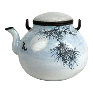 A Japanese Meiji. Enamel on Copper Teapot.