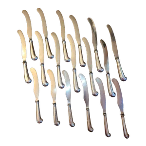 18th Century Georgian Sterling Silver Pistol Grip Knife Set- 19 Pieces