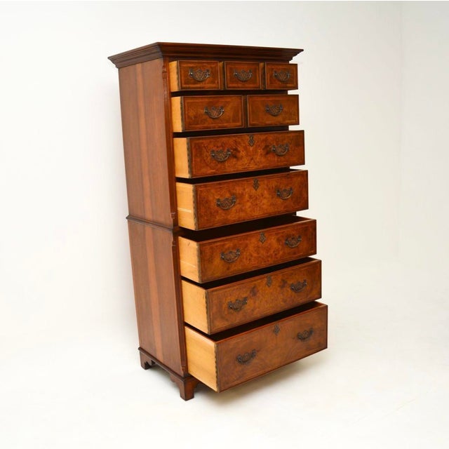 Walnut Chest on Chest of Drawers, 1950s For Sale - Image 4 of 11