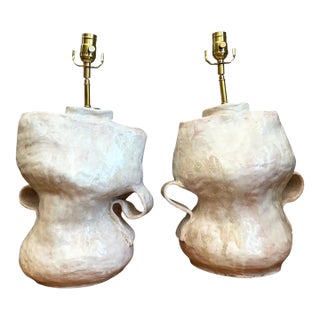 Vintage Sculptural Ceramic Table Lamps - a Pair For Sale
