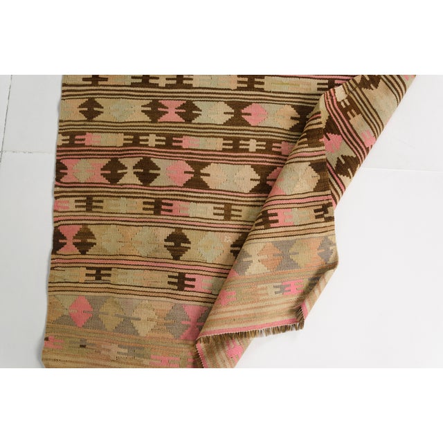 Tribal 1950s Muted Brown and Beige Tribal Flatweave Rug For Sale - Image 3 of 10