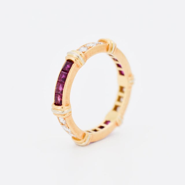 Cartier - Contessa Vintage Wedding Ring in Yellow and White Gold, Diamonds, Rubies, Size 6.5 For Sale - Image 6 of 7