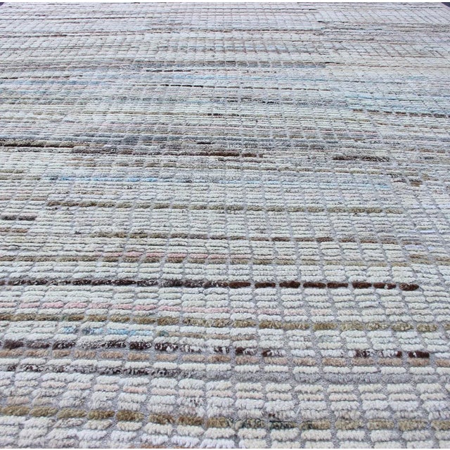 Moroccan Tribal Rug in Ivory and Soft Blue by Keivan Woven Arts 8'8 X 11'7 For Sale In Atlanta - Image 6 of 15