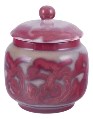 Lidded Stoneware Jar with Wine Red Glaze by Edgar Böckman for Höganäs, 1940s