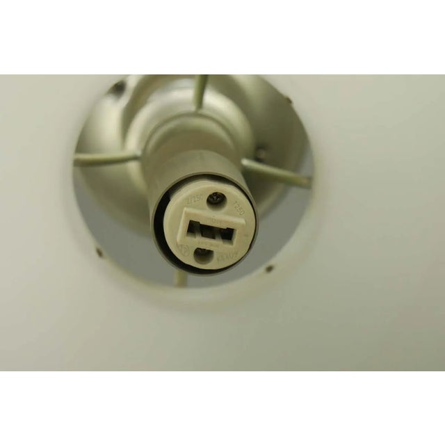 Late 20th Century Modern White Glass & Brushed Steel Semi Flush Mount Light For Sale - Image 9 of 10
