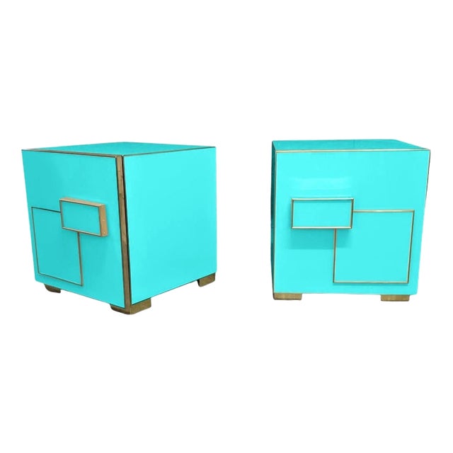 Murano Glass and Brass Nightstands from Justfurnituress, Set of 2 For Sale