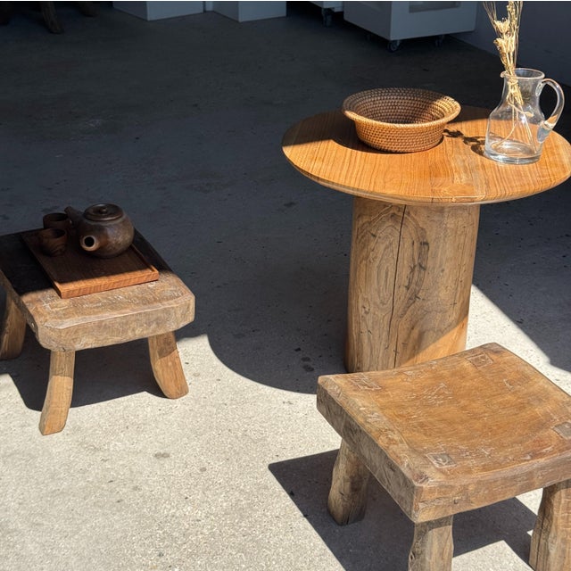 Wood Small Stool in Teak For Sale - Image 7 of 18