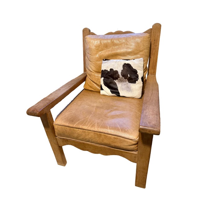 1970s Vintage Unique Lodge Style Mission Oak Lounge Chairs (Pair) For Sale - Image 5 of 14