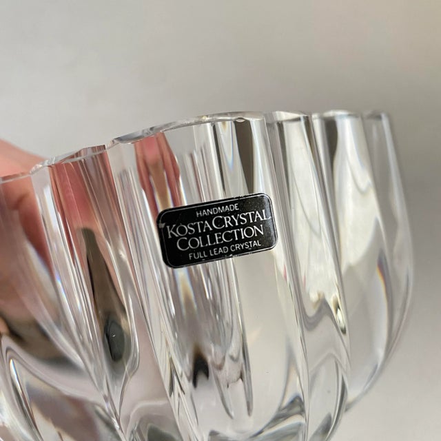 Vintage Kosta Boda Lead Crystal Decorative Bowl Signed For Sale - Image 9 of 13