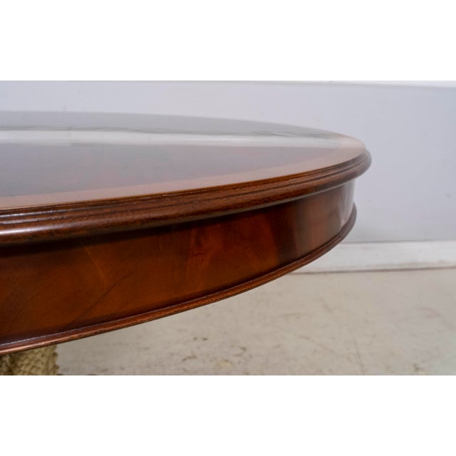 Traditional Maitland Smith Round Dolphin Base Mahogany Dining Room Center Table For Sale - Image 3 of 13