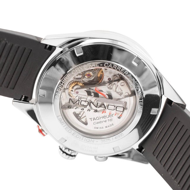 Early 21st Century Tag Heuer Carrera Day Date Calibre16 43mm Cv2a1M Grey Dial Steel Automatic Watch For Sale - Image 5 of 10