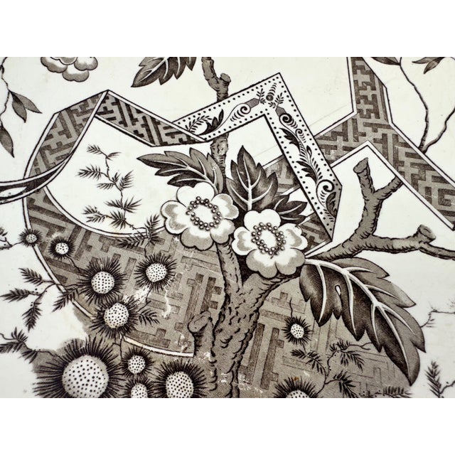 Late 19th Century Antique 1880 Wedgwood & Co. Beatrice Brown Transferware Large Serving Bowl For Sale - Image 5 of 11