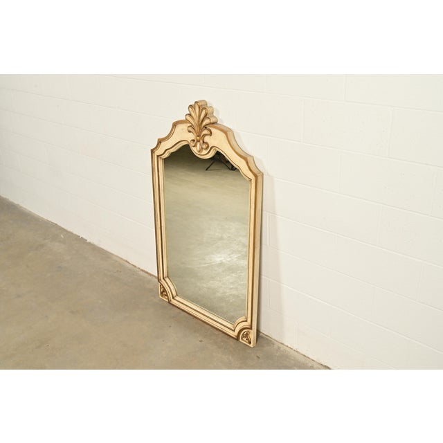Rococo Romweber Hollywood Regency French Rococo Louis XV Cream Lacquered and Gold Gilt Wall Mirror, Circa 1960s For Sale - Image 3 of 11