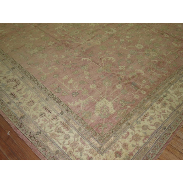 Art Deco Antique Turkish Oushak Square Rug For Sale - Image 3 of 6
