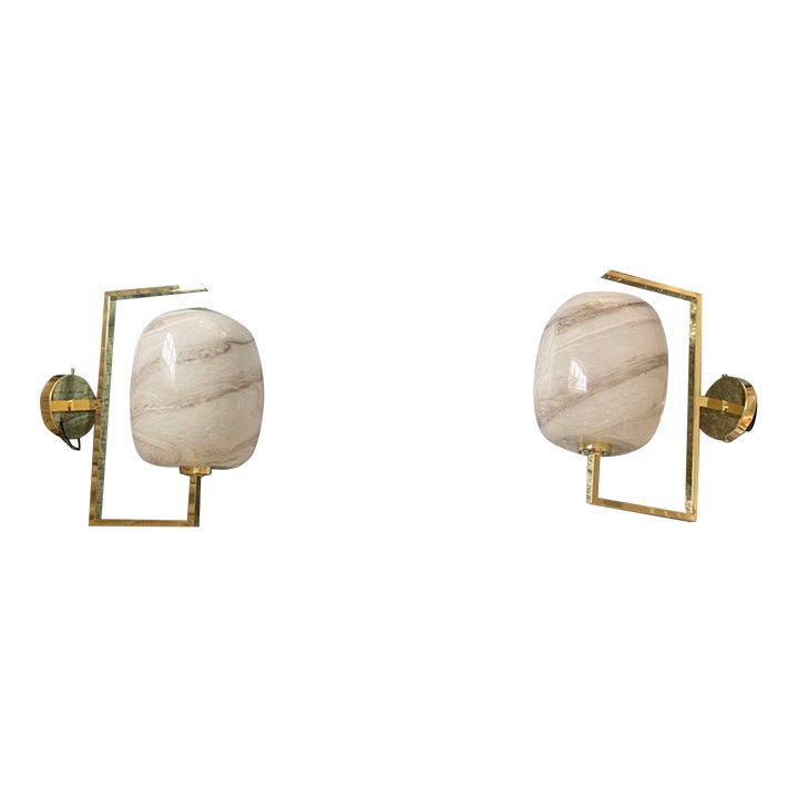 Artemest Roma Alabaster Wall Sconces - a Pair | Chairish