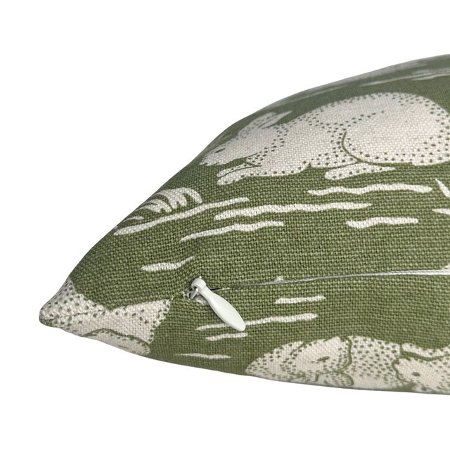 Modern Cottontails Pillow Cover in Sage Green, 12x20 Pillow For Sale - Image 3 of 3