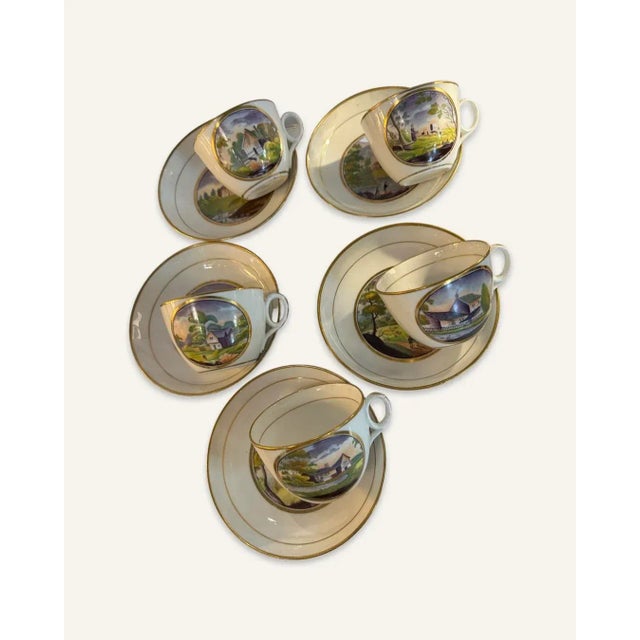 Early 19th Century English Transferware Tea Cups and Saucers Set- 20 Pieces For Sale - Image 4 of 8