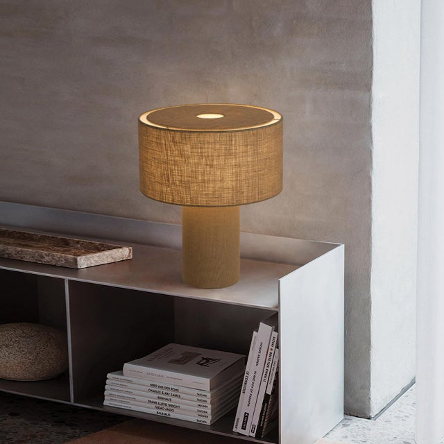 2000 - 2009 Moonlight Table Lamp - Woven Burlap Shade, Dimmer Switch For Sale - Image 5 of 12