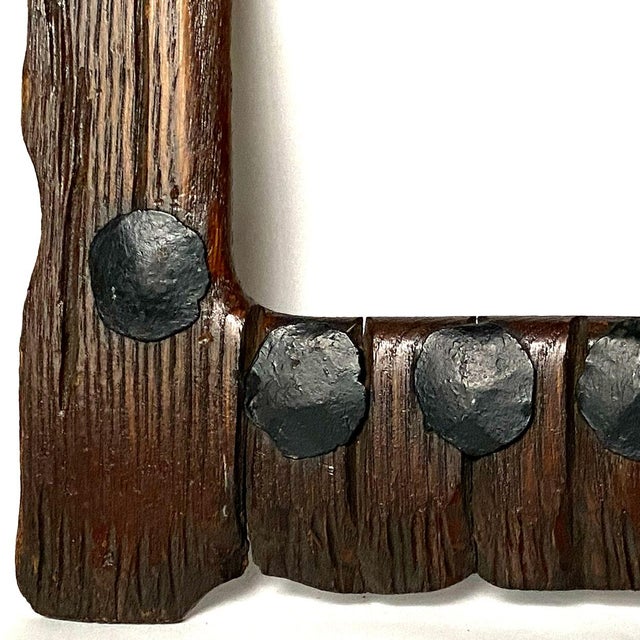 Brown American Arts and Crafts Hickory Wood and Rosehead Nail Frame For Sale - Image 8 of 9