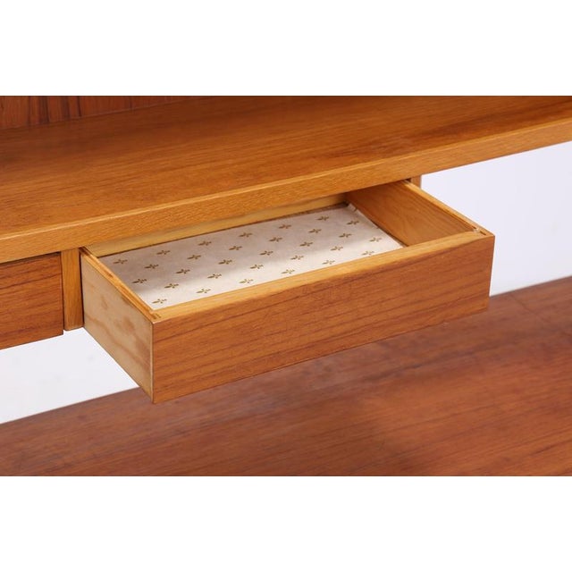 Wood Mid-Century Teak Bookshelf with Drawers and Hutch For Sale - Image 7 of 17