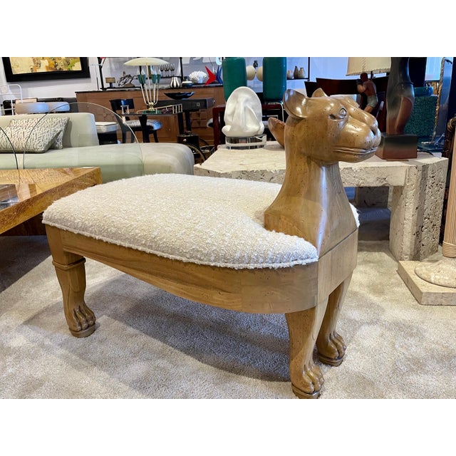 Wood Egyptian Revival Style Whimsical Wood Bench/ Ottoman For Sale - Image 7 of 18