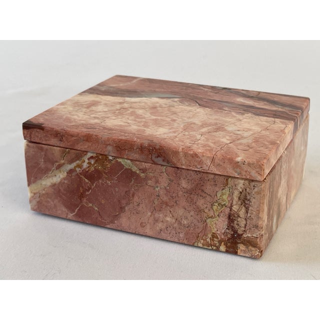 Hand carved and polished pink Italian marble jewelery box, with lid, made in Italy, c. 1960's. May be used in many ways,...