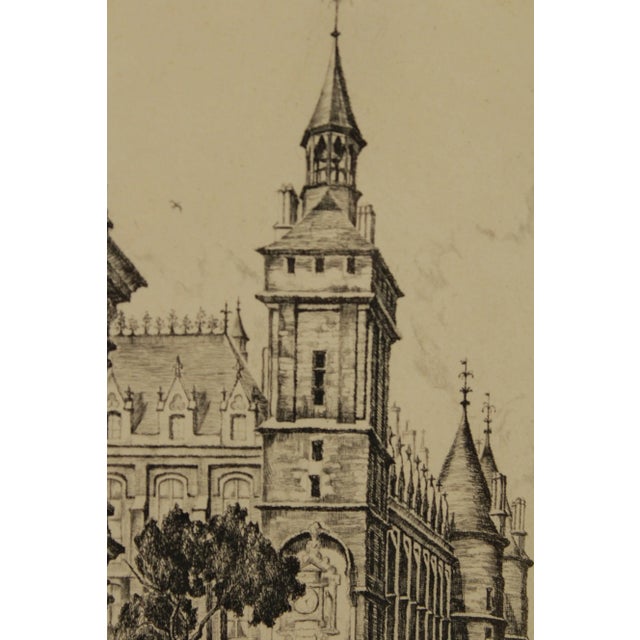 French Paris Street Scene Pair of Etchings For Sale - Image 9 of 13