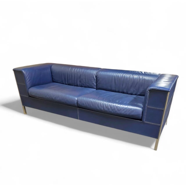 Vintage Sofa in Dark Blue Leather For Sale - Image 15 of 15