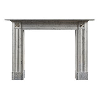 Late Georgian Carrara Marble Fluted Fireplace For Sale