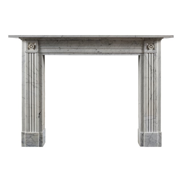 Late Georgian Carrara Marble Fluted Fireplace For Sale