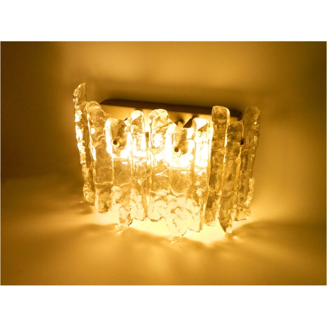 Vintage Sierra Ice Glass Wall Lights by Kalmar Vienna, 1970s, Set of 2 For Sale - Image 6 of 12