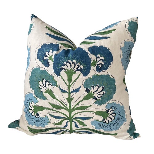 Thibaut “Tybee Tree” in Green and Blue Floral Down-Filled Lumbar