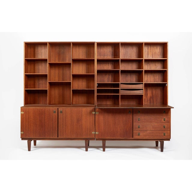 Mid-Century Danish Teak Wall Unit Bookcase by Peter Løvig Nielsen, Pair, 1960s For Sale In Detroit - Image 6 of 18
