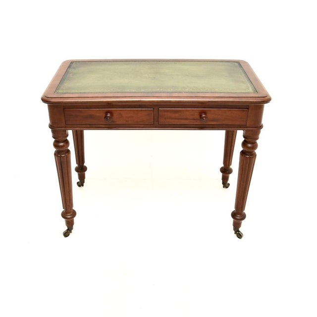 Antique Victorian Leather Top Writing Table, 1860 For Sale - Image 10 of 10