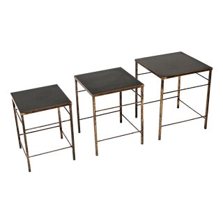 Vintage Brass Nesting Tables, 1960, Set of 3 For Sale