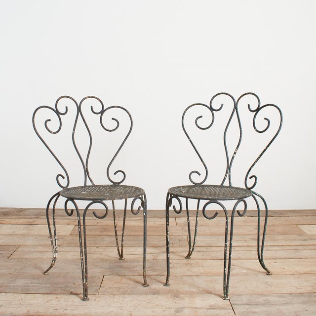 Vintage French Decorative Garden Chairs in Iron, 1950s, Set of 2 For Sale - Image 3 of 7